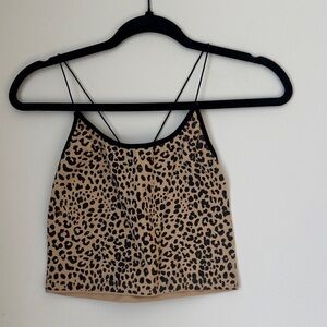 Leopard Print Spaghetti Strap Crop Top